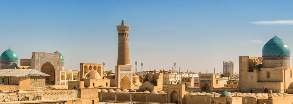 Kalyan minaret and the domed bazaars of Bukhara
