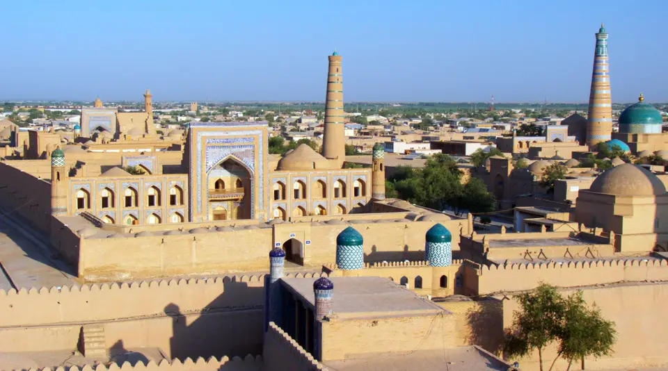 Aerial view over the old city of Khiva