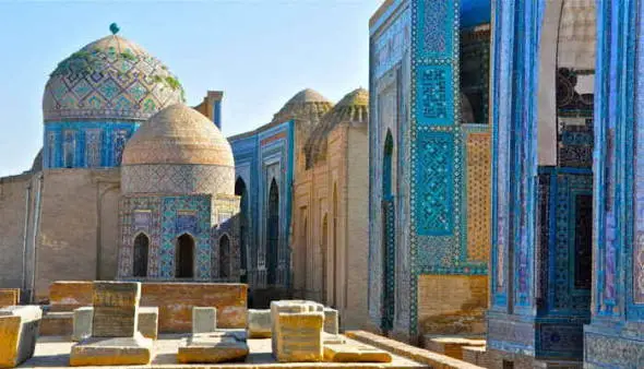 Blue-tiled mausoleums of the Shah-i-Zinda necropolis, Samarkand