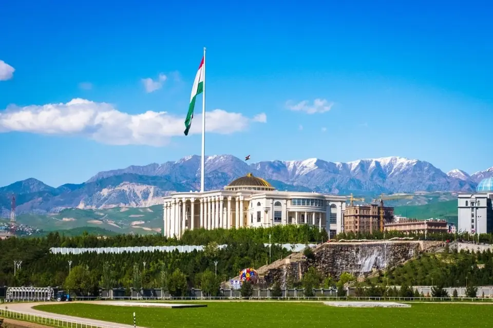 Dushanbe with the mountains of Tajikistan behind