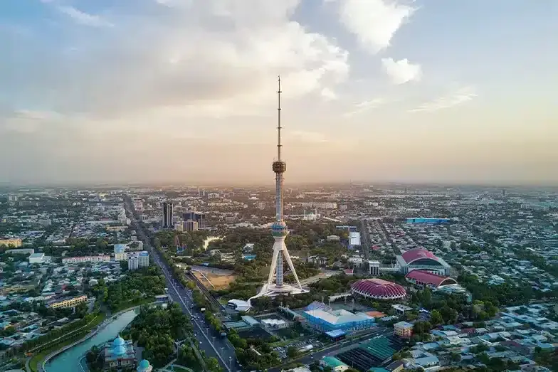 Aerial view of Tashkent and its TV tower
